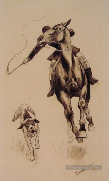  cow Tableaux - Coup de fouet dans un cow boy de Straggler Frederic Remington